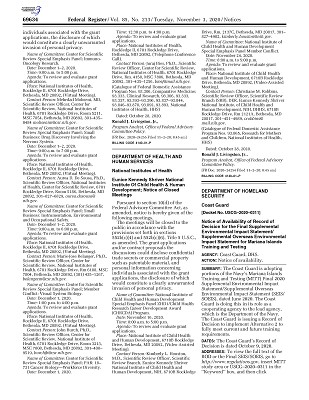 U.S. Coast Guard Record of Decision Federal Register Notice (November 2020)